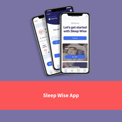 mobile phone with sleepwise app on, text reads "sleepwise app"