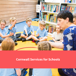 teacher and students, text reads "cornwall services for schools"