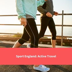 people walking, text reads "sport england: active travel"