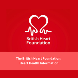 bhf logo, text reads "the british heart foundation: heart health information"