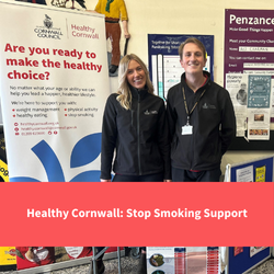 healthy cornwall staff, text reads "healthy cornwall stop smoking support"